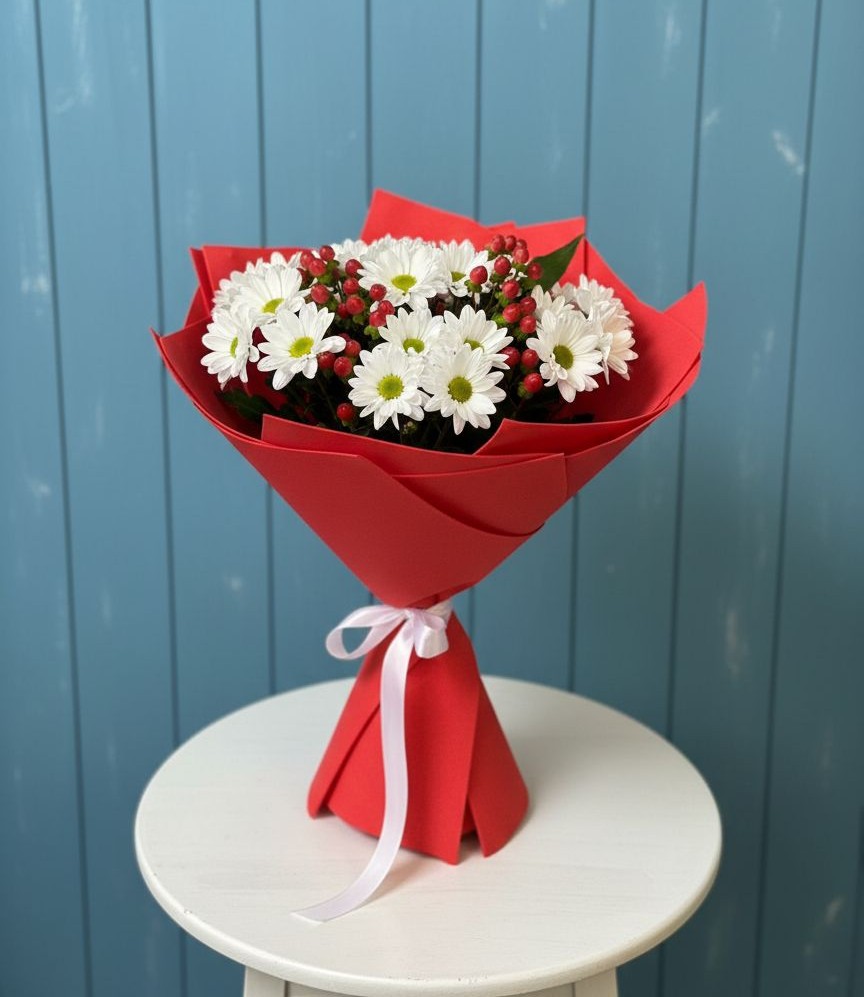 Букет ягоды на снегу в Ноябрьск Букет цветов из: Хризантемы в Ноябрьск