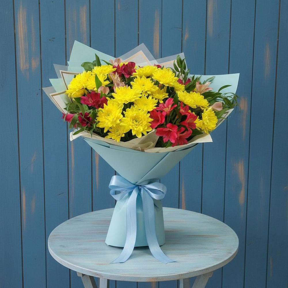 Букет сочные брызги в Ноябрьск Букет цветов из: Альстромерии и Хризантемы в Ноябрьск