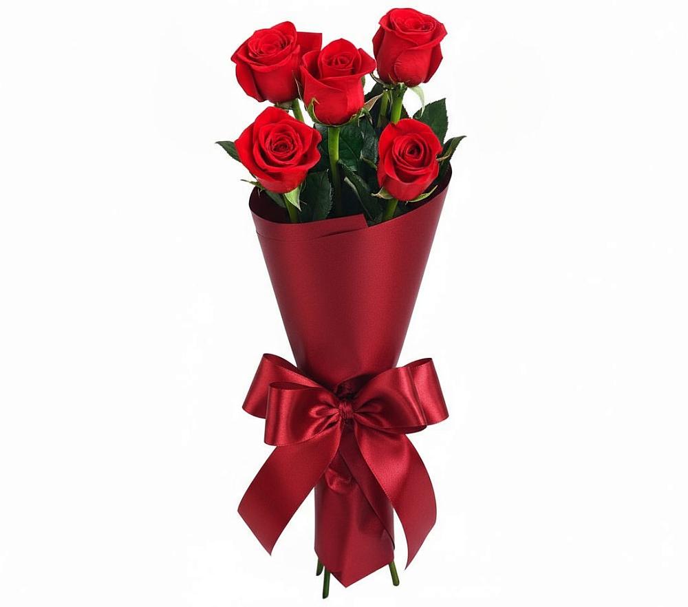 5 Красных роз Эдлесс Лав в Ноябрьск Букет 5 Красных роз Эдлесс Лав в Ноябрьск
