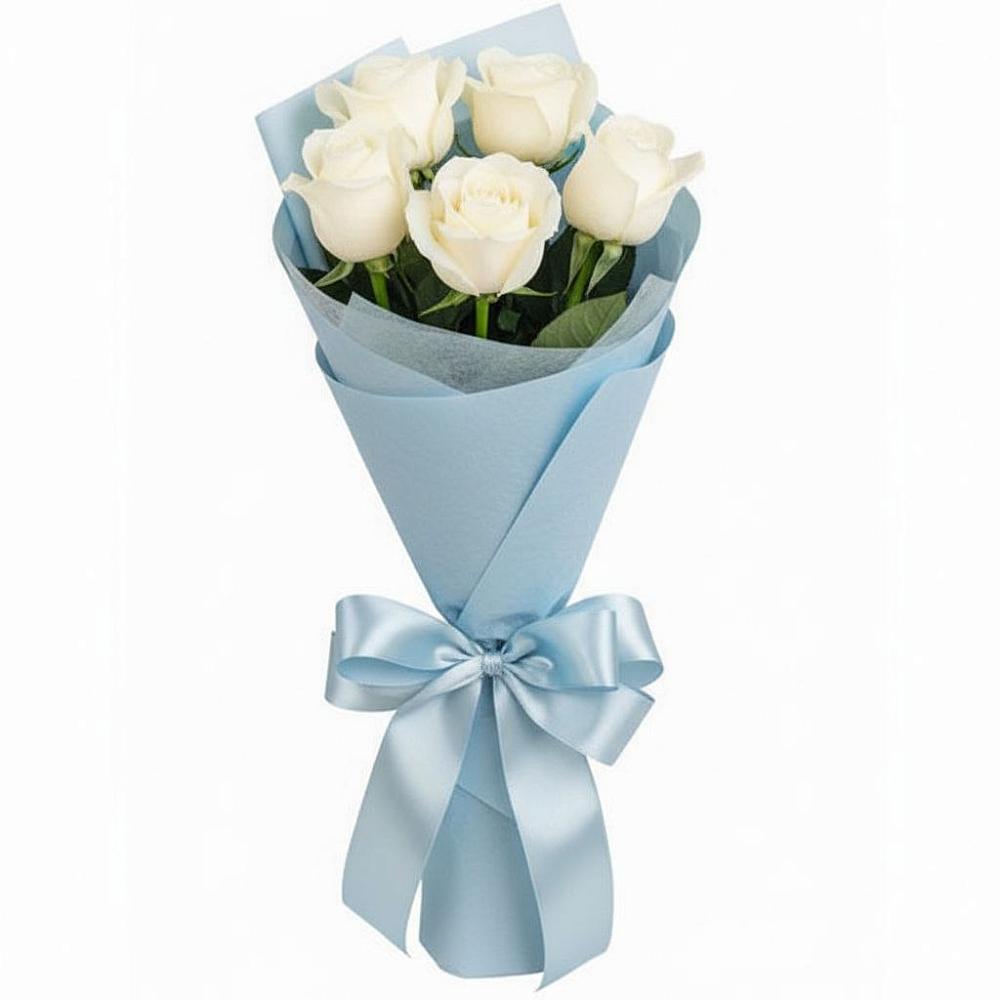 5 Белых роз Проуд в Ноябрьск Букет 5 Белых роз Проуд в Ноябрьск