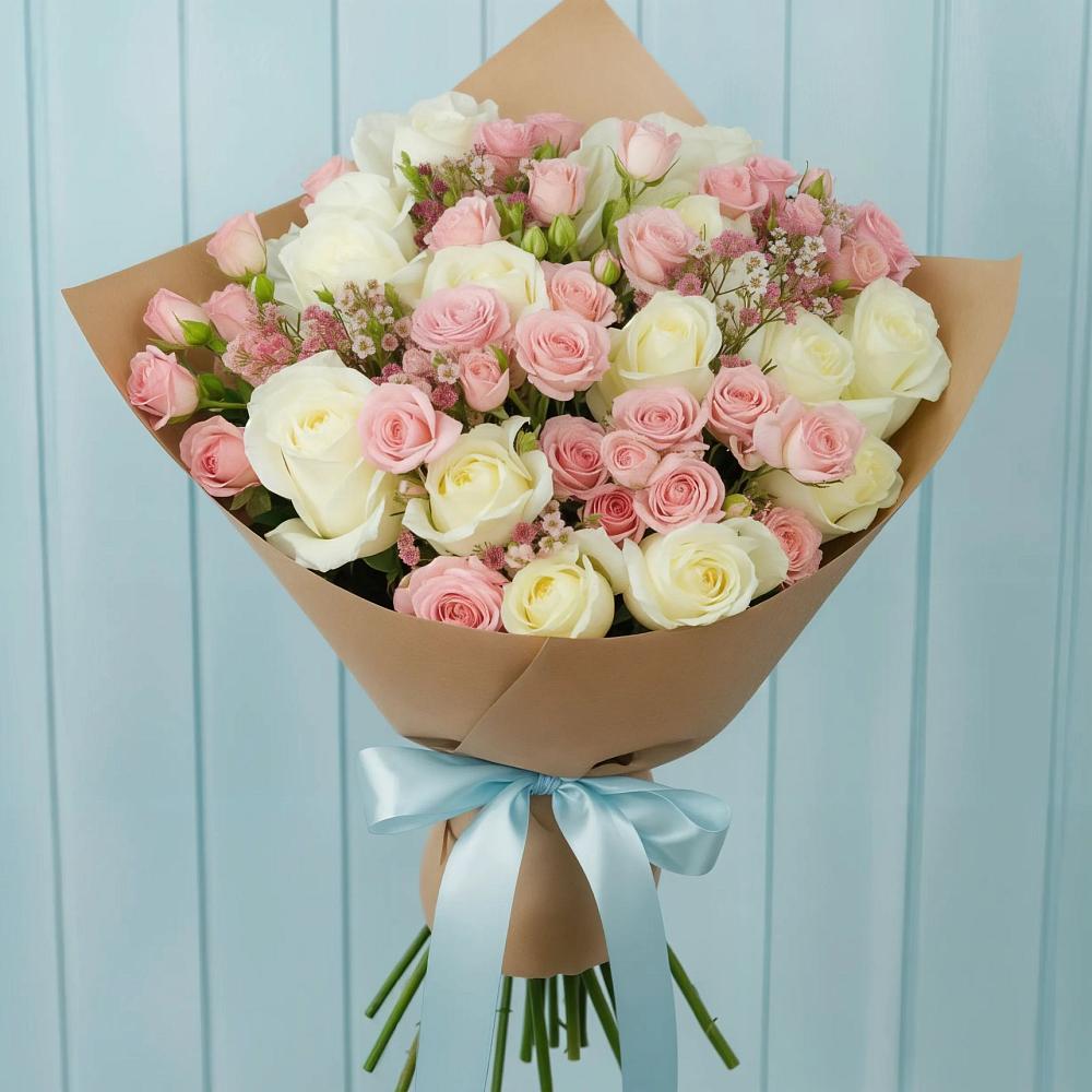 Букет романтичный подарок в Ноябрьск Букет цветов из: Розы в Ноябрьск