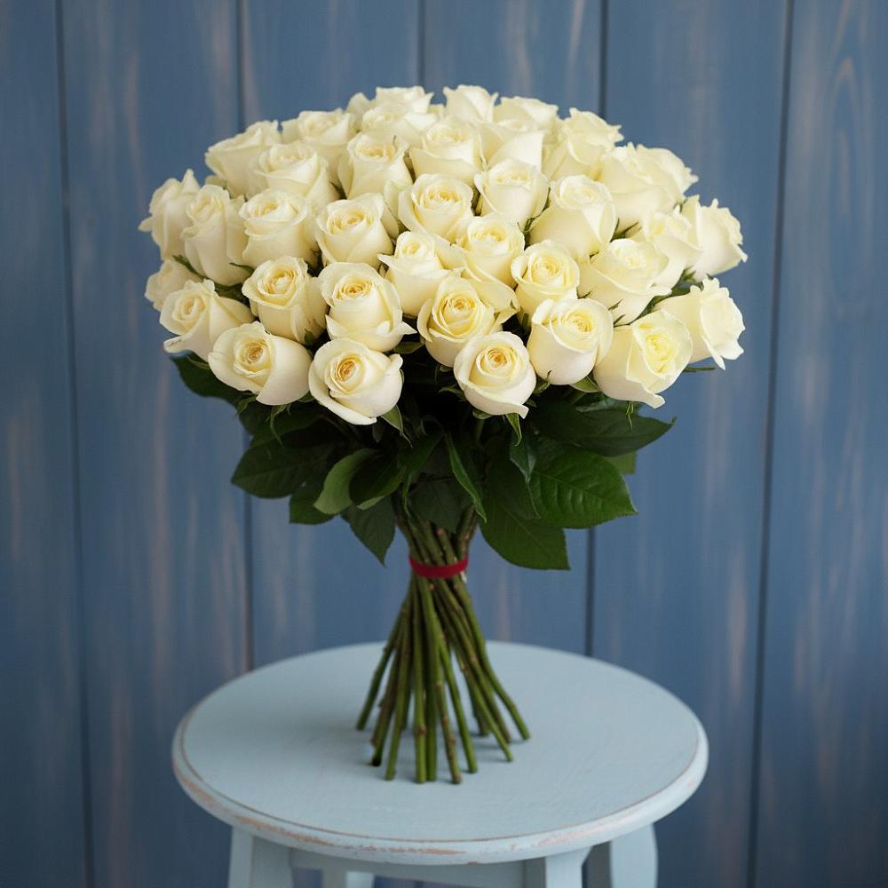 Букет 51 Белая роза Эдлесс Лав в Ноябрьск
