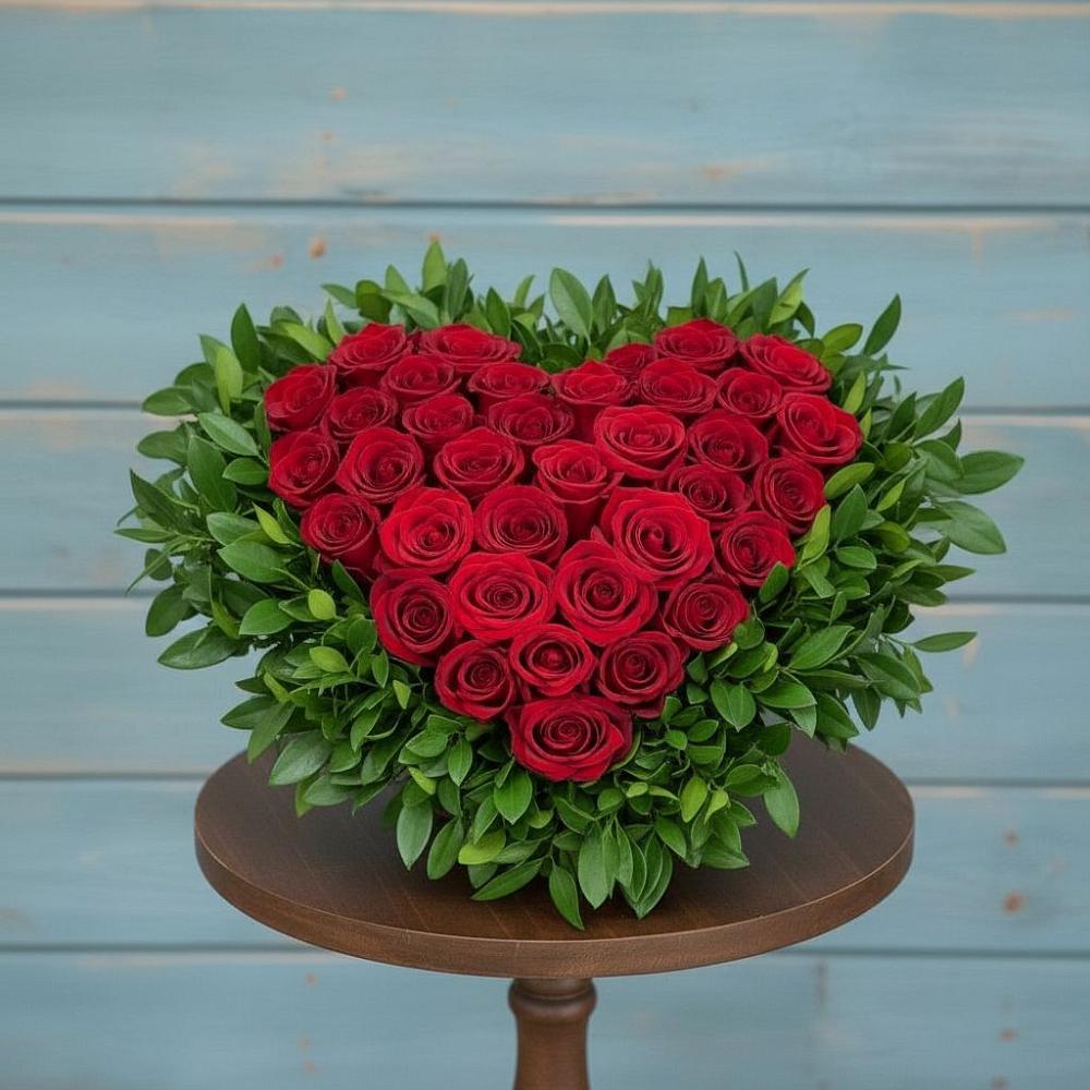 Композиция Сердце в любви в Ноябрьск Цветочная композиция из Розы в виде сердца в Ноябрьск