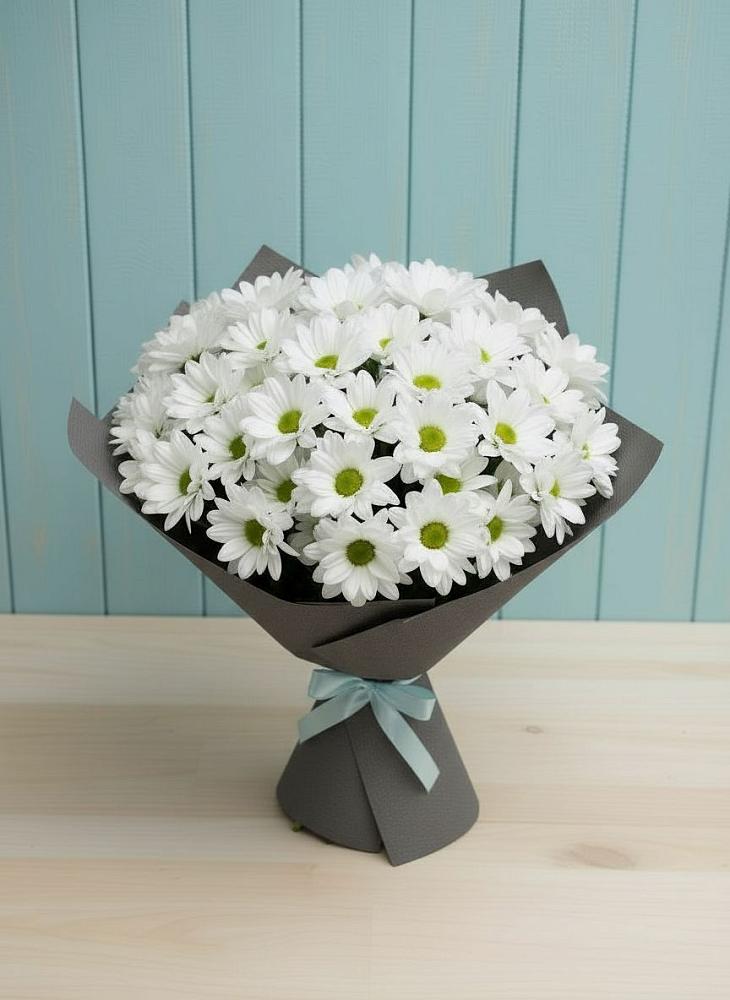 Букет белые хризантемы в Ноябрьск Букет цветов из: Хризантемы в Ноябрьск