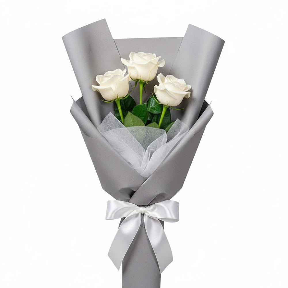 Букет 3 белые розы в Ноябрьск