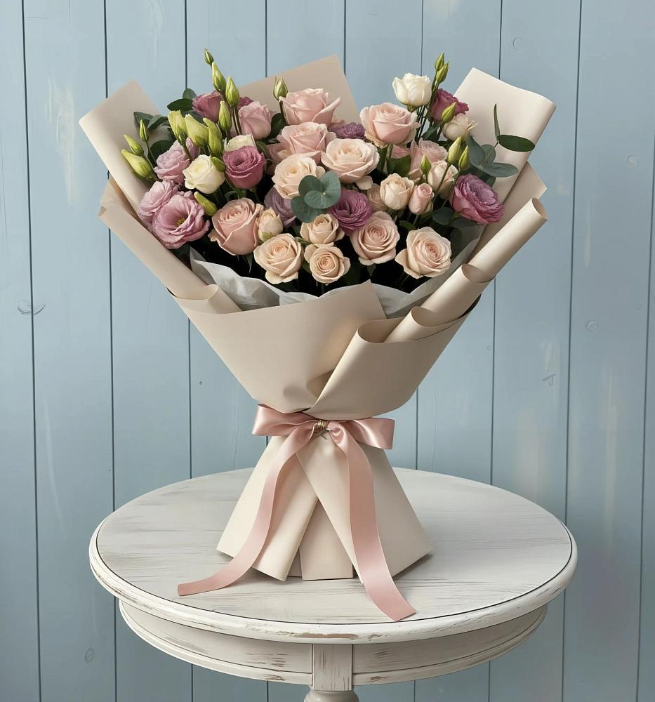 Букет цветов из: Розы и Лизиантусы в Ноябрьск