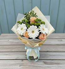 Букет цветов из:  Герберы, Розы и Хризантемы в Ноябрьск