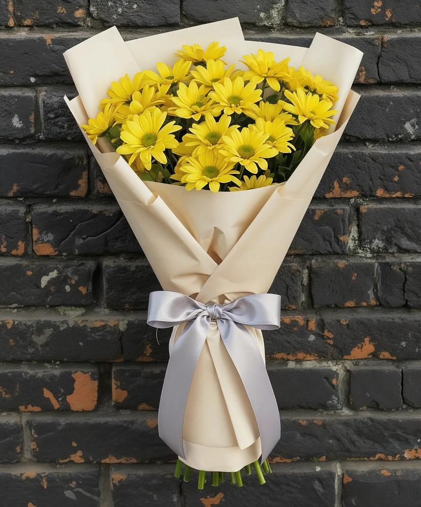 Букет Желтое настроение в Ноябрьск Букет цветов из: Хризантемы в Ноябрьск