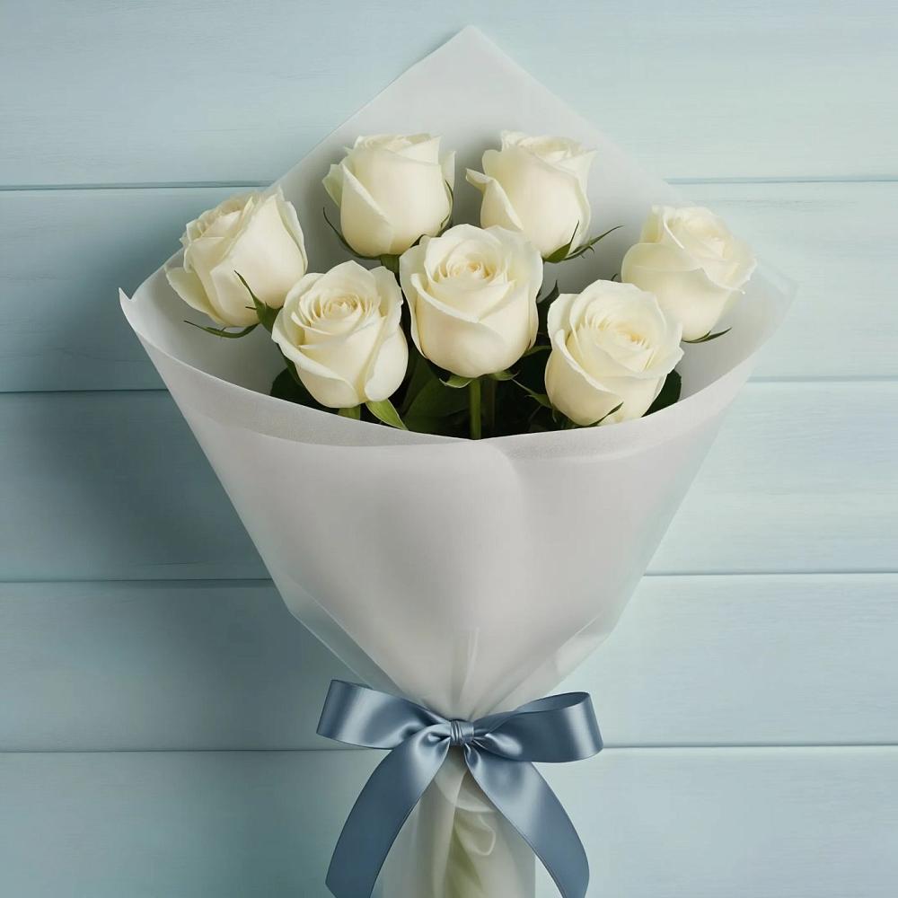 7 Белых роз Эдлесс Лав в Ноябрьск Букет 7 Белых роз Эдлесс Лав в Ноябрьск